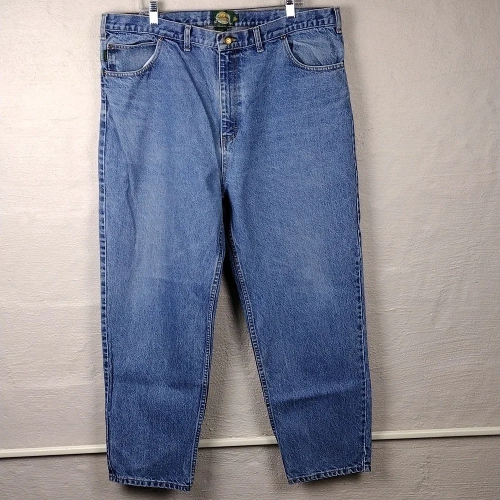 Cabela's Outdoor Gear Blue Medium Wash Five Pocket Zip Up Straight Leg Jean